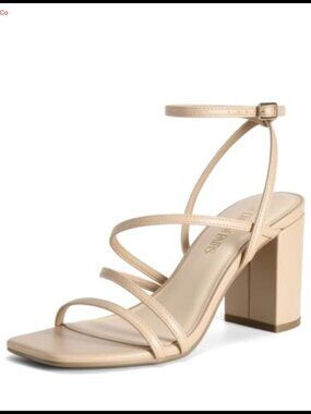 Women's Chunky Heel Sandal Square Toe Ankle Strap Dress Shoe